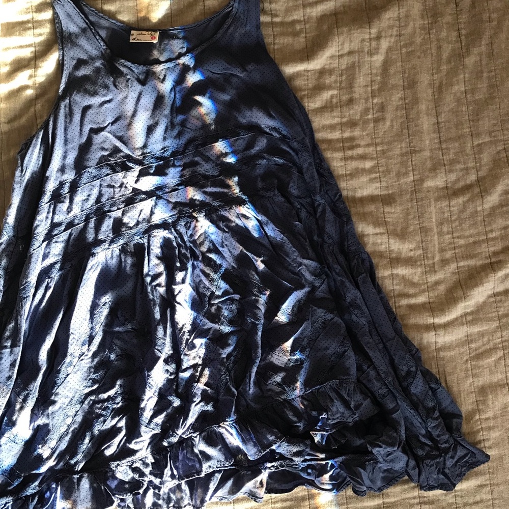 FP Blue Dotted Voile and Lace Swing Slip